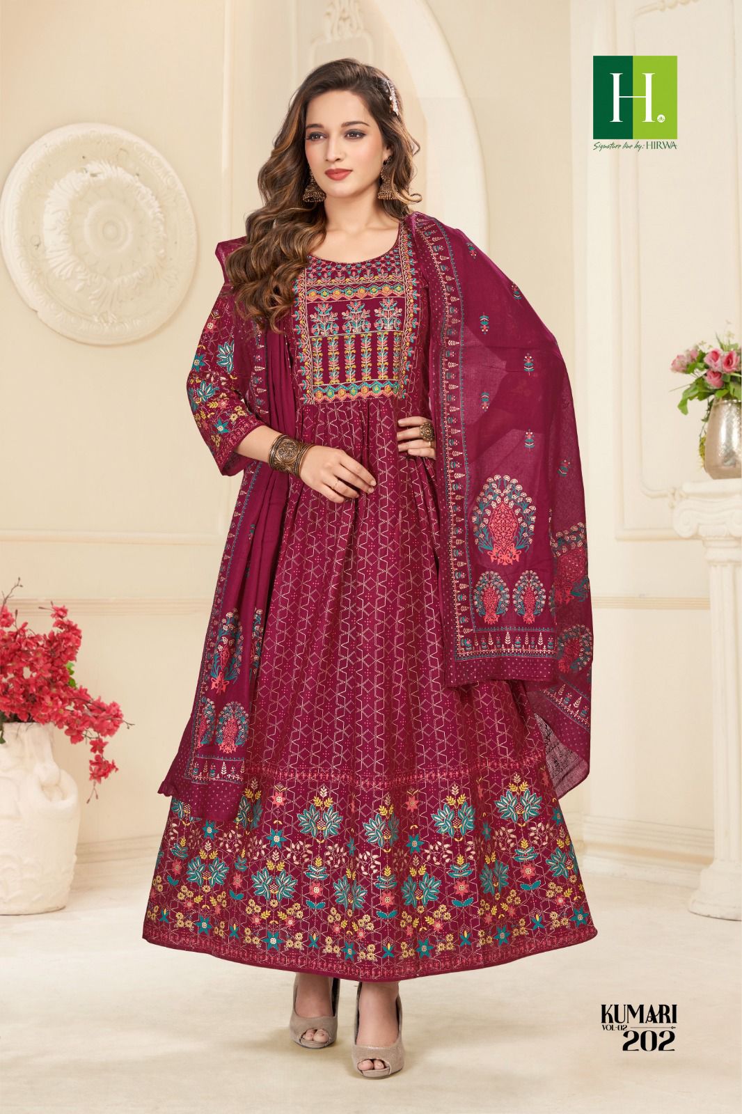 Kumari Vol 2 By Hirwa Foil Rayon Printed Kurti With Dupatta Wholesale Clothing Suppliers In India
